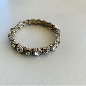 Silver Rhinestone Interlocking Bead Bracelet OSFA